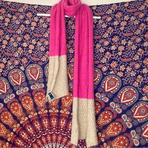 GAP Pink and Beige Colorblock Wool Blend Scarf